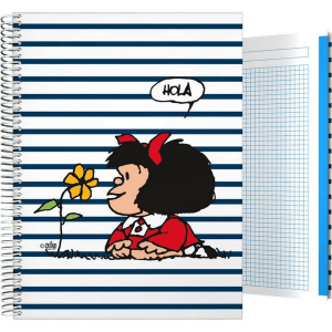 Mafalda Cuaderno con Espiral, Cuadriculado 5 Mm, Multicolor, A4