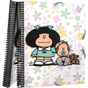 Carpeta Maxiplas con fundas y diseño de Mafalda con flores