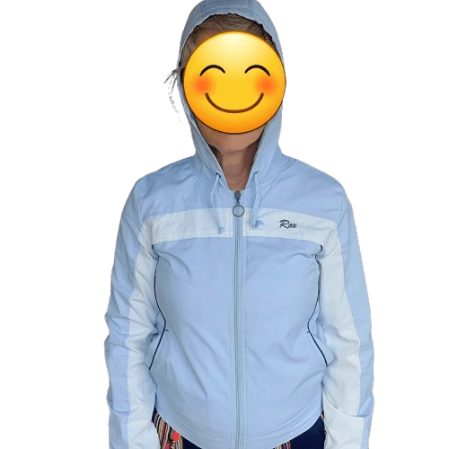 Chaqueta deportiva ligera con capucha para niño (5-8 años) – Azul celeste con franjas blancas - Imagen 3