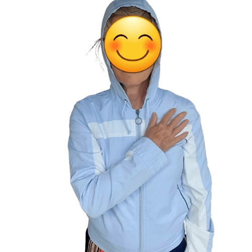 Chaqueta deportiva ligera con capucha para niño (5-8 años) – Azul celeste con franjas blancas - Imagen 2