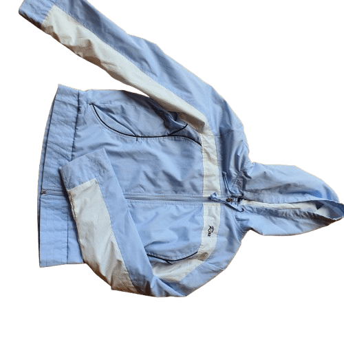 Chaqueta deportiva ligera con capucha para niño (5-8 años) – Azul celeste con franjas blancas - Imagen 6