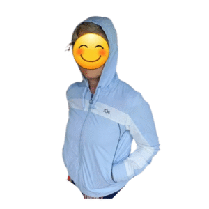 Chaqueta deportiva ligera con capucha para niño (5-8 años) – Azul celeste con franjas blancas