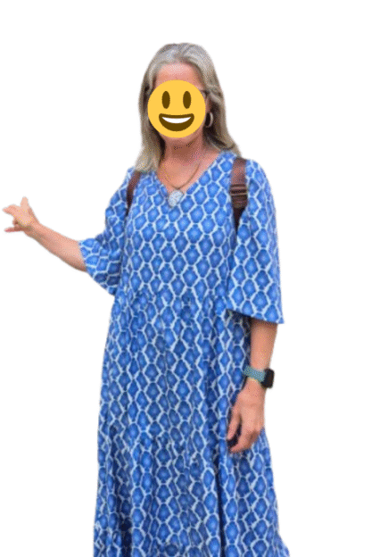 Vestido largo de verano azul estampado | Manga corta, holgado y cómodo - Imagen 3